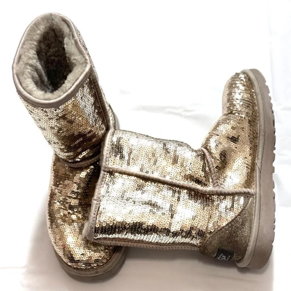 UGG Australia Sparkle Sequin Gold Boots